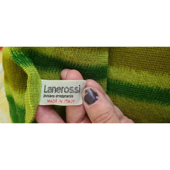 Vintage Green Stiped Alitalia Italian Airline Blanket shawl Lanerossi Italy - Picture 3 of 3